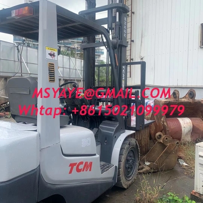 Used Tcm Forklift 3 Ton, Fd30 Diesel Manual Forklift 4.5m Stages with Side Shift for Sale